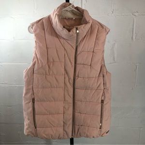 Calvin Klein  Performance Puffer Vest Size XL Blush Pink Off Center Zip